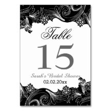 Números de tabla personalizados en blanco y negro 