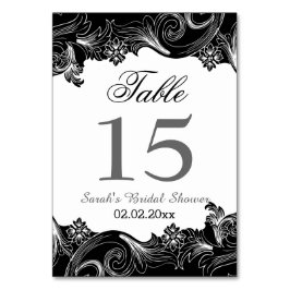 Tarjeta De Mesa Números de tabla personalizados en blanco y negro 