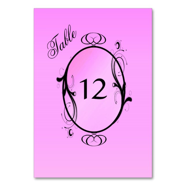 Tarjeta De Mesa Números de tabla rosada (Anverso)
