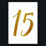 Tarjeta De Mesa Números de tabla - Tipografía de guión de pincel c<br><div class="desc">Número de tabla 15: Esta tarjeta de número de tabla de script de pincel casual se establece en un Relieve metalizado de oro falso. IMPORTANTE: El aspecto del Relieve metalizado que se muestra es un efecto impreso. No es un verdadero Relieve metalizado. Si no desea este efecto, puede eliminarlo de...</div>