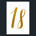 Tarjeta De Mesa Números de tabla - Tipografía de guión de pincel c<br><div class="desc">Número de tabla 18: Esta tarjeta de número de tabla de script de pincel casual se establece en un Relieve metalizado de oro falso. IMPORTANTE: El aspecto del Relieve metalizado que se muestra es un efecto impreso. No es un verdadero Relieve metalizado. Si no desea este efecto, puede eliminarlo de...</div>