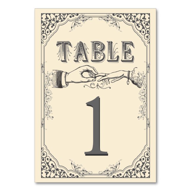 Tarjeta De Mesa Números de tabla victorianos de antaño (Anverso)