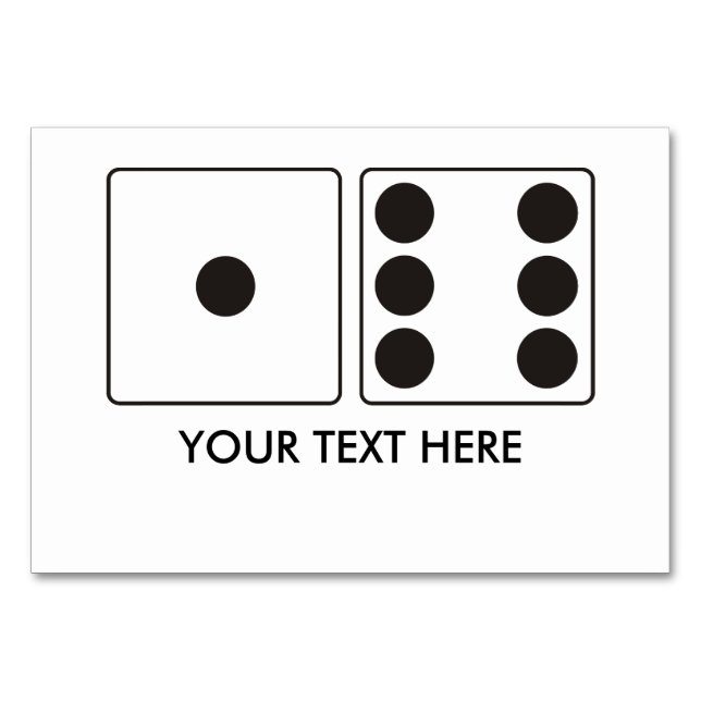 Tarjeta De Mesa Números DICE de pips 1 + 6 + su texto (Anverso)