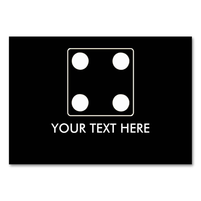 Tarjeta De Mesa Números DICE de pips blanco 4 + su texto (Anverso)