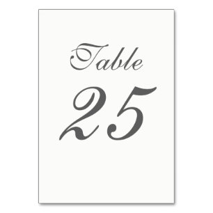 Tarjeta De Mesa Números elegantes de blanco y gris
