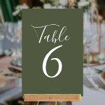 Tarjeta De Mesa Números elegantes de tabla de guiones verdes de ol<br><div class="desc">Estos elegantes números de mesa verde oliva se pueden personalizar con letras blancas de moda. Diseñado por Thisisnotme©</div>