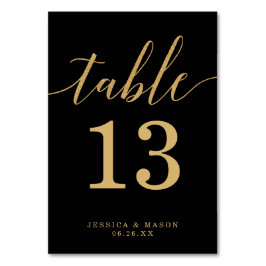 Tarjeta De Mesa Números Elegantes Mínimos De La Mesa De Oro