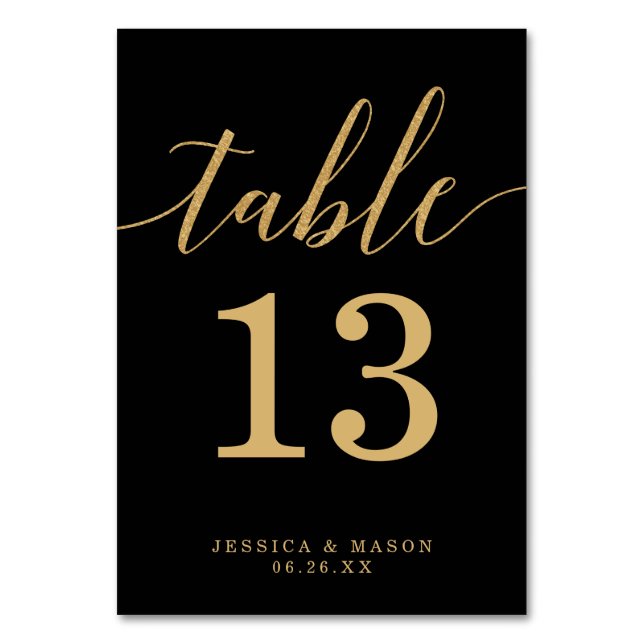 Tarjeta De Mesa Números Elegantes Mínimos De La Mesa De Oro (Anverso)