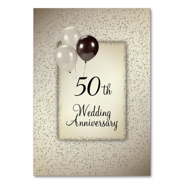 Tarjeta De Mesa números fijos 50° aniversario Boda (Anverso)