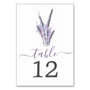 Tarjeta De Mesa Números mínimos de tabla de Boda de lavanda