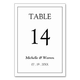 Tarjeta De Mesa Números variables en negro y blanco