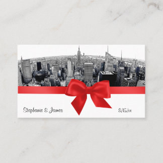 Tarjeta De Mesa NYC Etched Fisheye Skyline BW Red Place Cards #2
