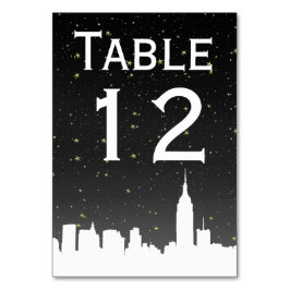 Tarjeta De Mesa NYC Línea blanca Silhouette Stark Black Sky