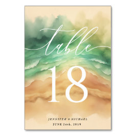 Tarjeta De Mesa Ocean Beach Summer Sun Sand Watercolor Table