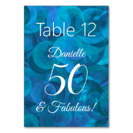Tarjeta De Mesa Ocean Blue 50 y fabuloso nombre de fiesta de cumpl