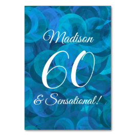 Tarjeta De Mesa Ocean Blue 60 y fiesta sensacional de cumpleaños