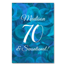 Tarjeta De Mesa Ocean Blue 70 y fiesta sensacional de cumpleaños