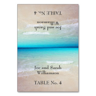 Tarjeta De Mesa Ocean View Beach Themed Tented Escort Cards