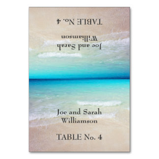Tarjeta De Mesa Ocean View Beach Themed Tented Escort Cards
