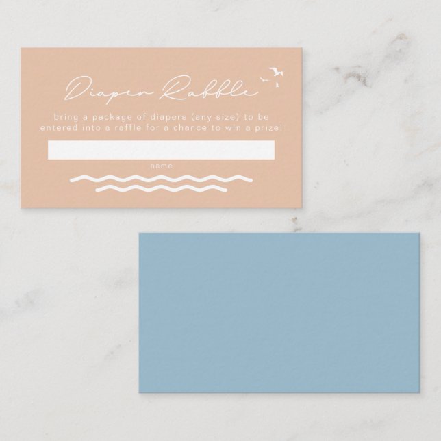 Tarjeta De Mesa OCEANSIDE Beach Tropical Baby Diaper Raffle Card (Anverso / Reverso)