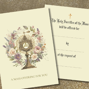 Tarjeta De Mesa Ofrenda de la Misa Católica Floral para Custodia