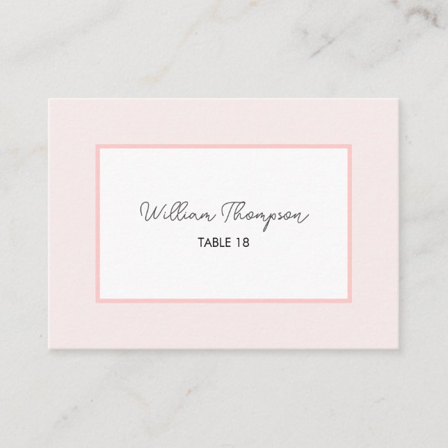 Tarjeta De Mesa Oh Baby Minimal Pink Script Baby Shower Place Card (Anverso)