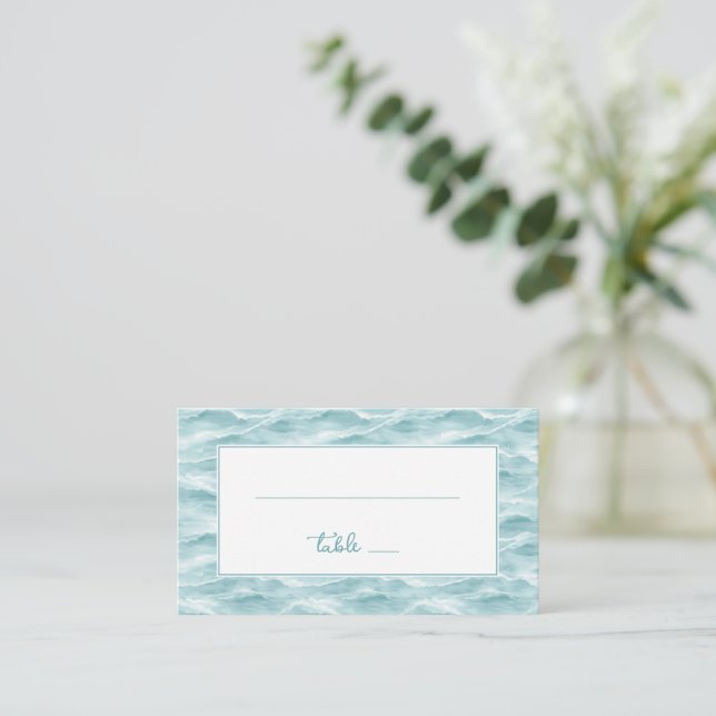 Tarjeta De Mesa Ola Azul Tranquila (Anverso de pie)