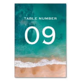 Tarjeta De Mesa Ola oceánica, bodas en la playa