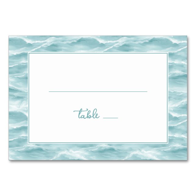 Tarjeta De Mesa Ola Turquesa Serena (Anverso)