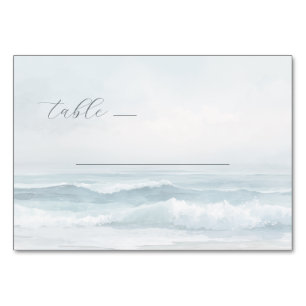 Tarjeta De Mesa Olas de Acuarela Azules Tranquilas