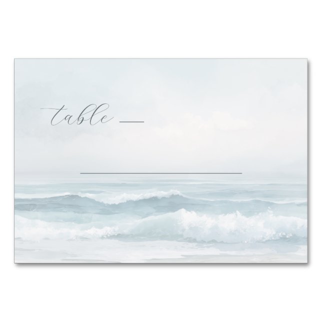 Tarjeta De Mesa Olas de Acuarela Azules Tranquilas (Anverso)