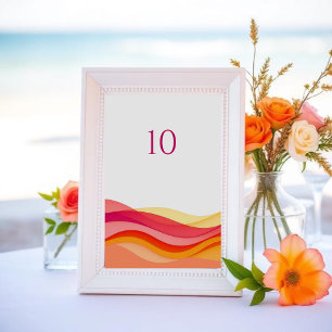 Tarjeta De Mesa Olas de Color de Atardecer Boda Moderna