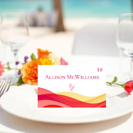Tarjeta De Mesa Olas de color de puesta de sol Iconos de comida de