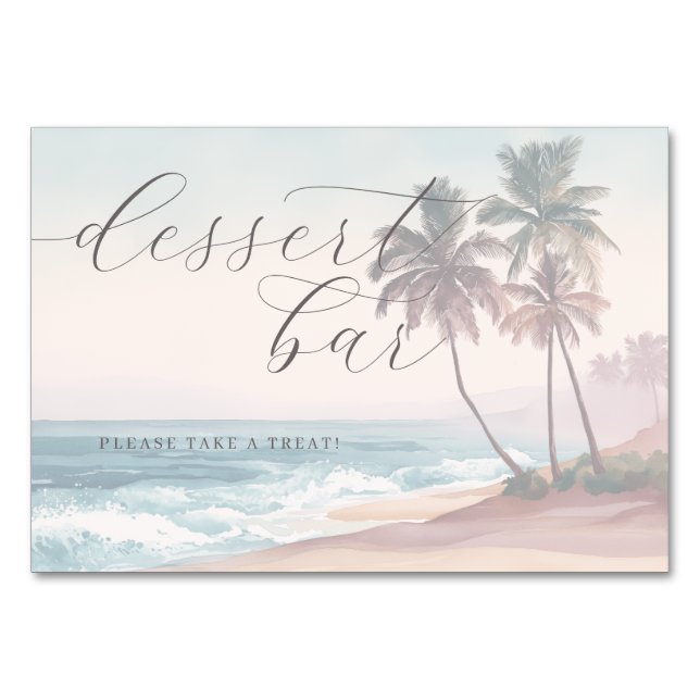 Tarjeta De Mesa Olas de Playa Acuarela Pastel Caprichosas (Anverso)