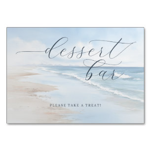 Tarjeta De Mesa Olas de playa de acuarela azul relajante