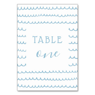 Tarjeta De Mesa Olas del océano azul Nautical Baby Boy o Kid Birda