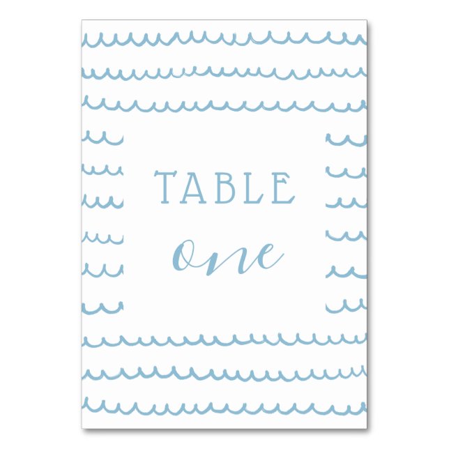 Tarjeta De Mesa Olas del océano azul Nautical Baby Boy o Kid Birda (Reverso)
