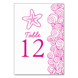 Tarjeta De Mesa Olas marinas playa rosa número de la tabla de boda