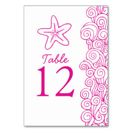 Tarjeta De Mesa Olas marinas playa rosa número de la tabla de boda