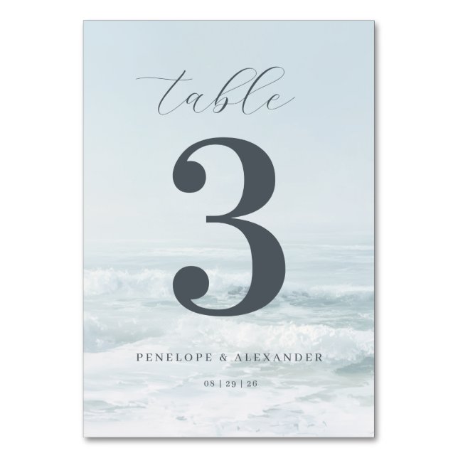 Tarjeta De Mesa Olas tranquilas del océano azul (Anverso)