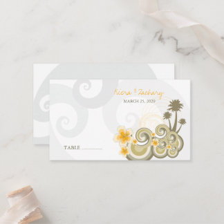 Tarjeta De Mesa Olas Tropicales Amarillo Hibiscus Boda de destino