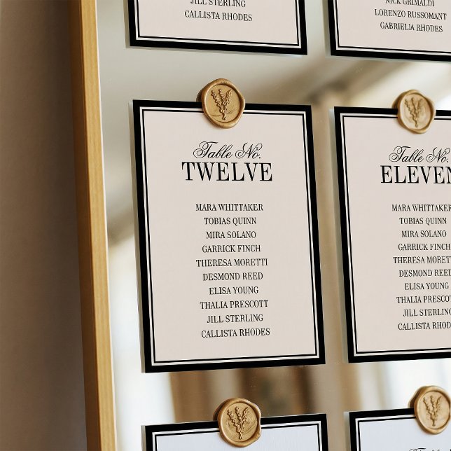 Tarjeta De Mesa Old Money Classic Luxury Black Cream Wedding (Subido por el creador)