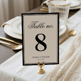 Tarjeta De Mesa Old Money Classy Timeless Black Cream Wedding