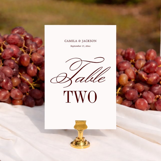 Tarjeta De Mesa Old Money Ivory and Burgundy Wedding  (Subido por el creador)