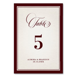 Tarjeta De Mesa Old Money Modern Formal Burgundy Luxury Wedding