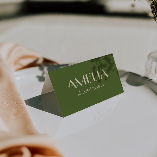 Tarjeta De Mesa Olive Green Beige Old Money Wedding Place Cards    (Subido por el creador)