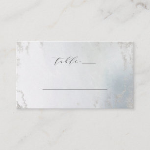 Tarjeta De Mesa Ombre Dusty Azul Escarcha Relieve metalizado Boda