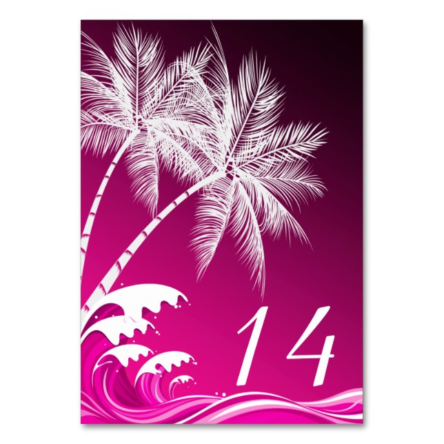 Tarjeta de mesa OMBRÉ PINK TROPICAL PALMS (Anverso)