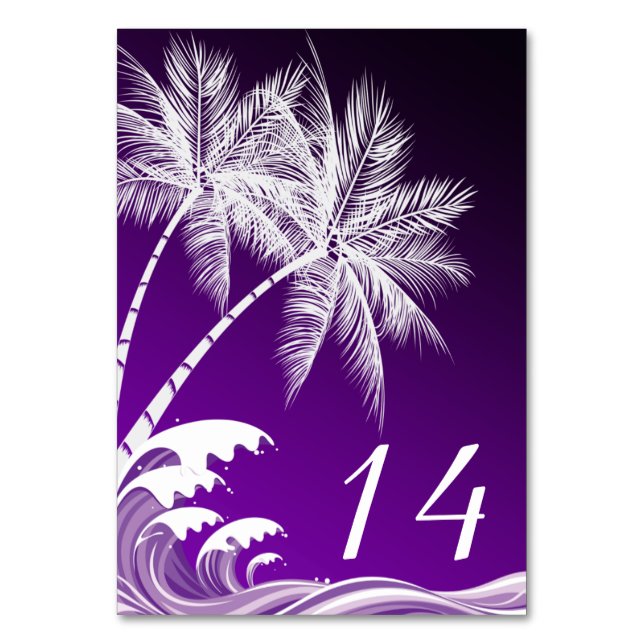Tarjeta de mesa OMBRÉ PURPLE TROPICAL PALMS (Anverso)