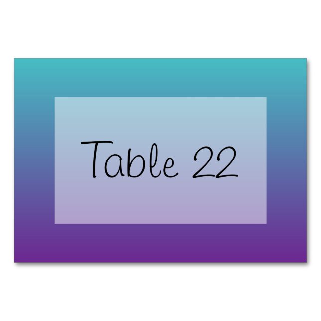 Tarjeta De Mesa Ombre turquesa púrpura (Reverso)